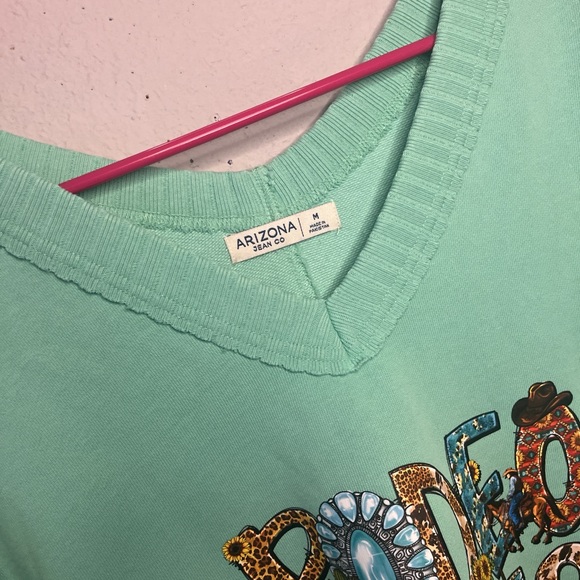 Umgee Mint V-Neck Sweater with Graphic Design - Picture 2 of 2